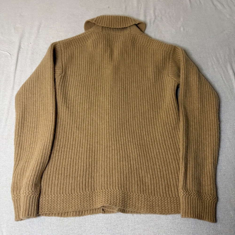 Polo Ralph Lauren Cardigan Women S Tan Wool Cashmere Shawl Collar Ribbed Knit - Picture 8 of 8